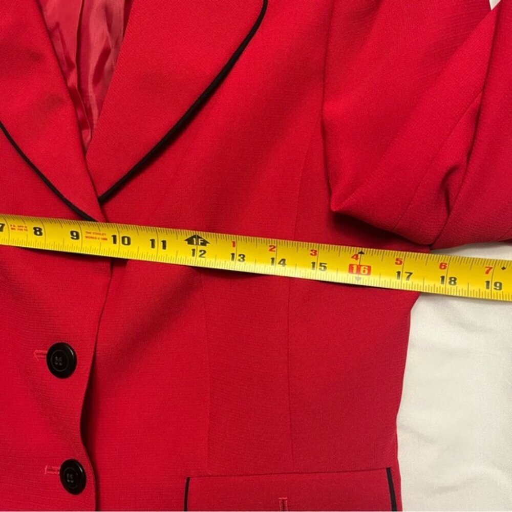 Jones New York Red Black Trim Blazer Jacket Size 10 - Picture 6 of 8